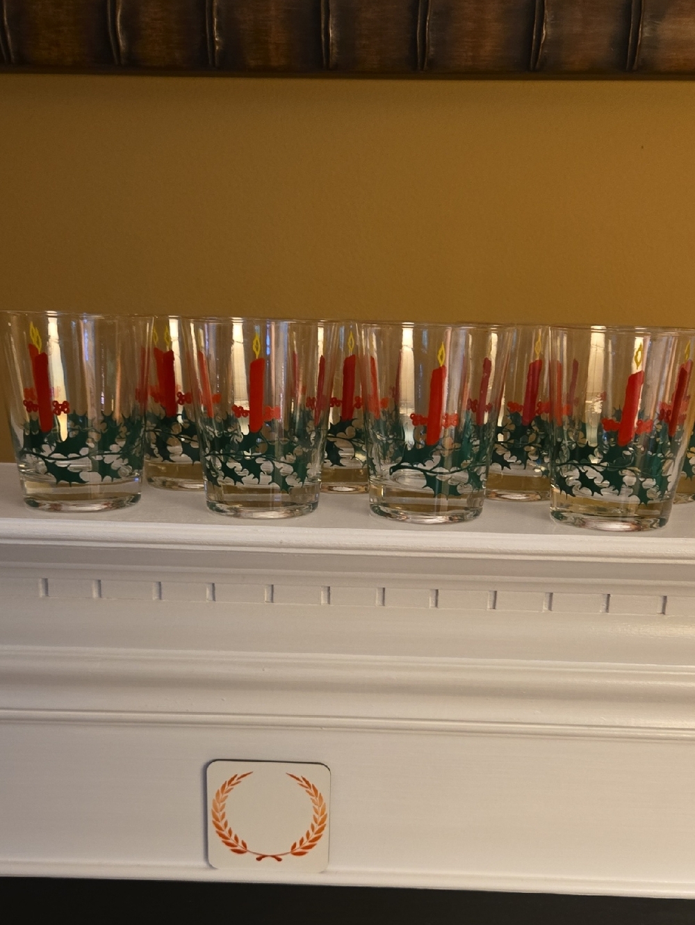 Vintage Holiday Candle Highball Glasses - Set of 8